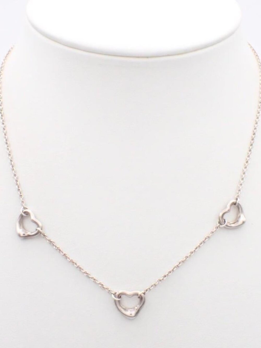 Tiffany & Co. Elsa Peretti Triple Open Heart Necklace 925 16in.